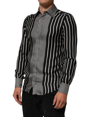 Dolce & Gabbana Black White Stripes Men MARTINI Dress Shirt