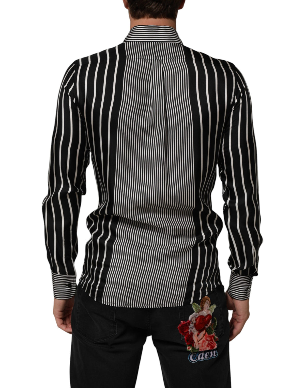Dolce & Gabbana Black White Stripes Men MARTINI Dress Shirt
