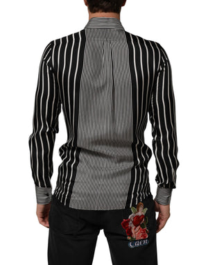 Dolce & Gabbana Black White Stripes Men MARTINI Dress Shirt