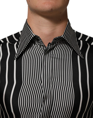 Dolce & Gabbana Black White Stripes Men MARTINI Dress Shirt