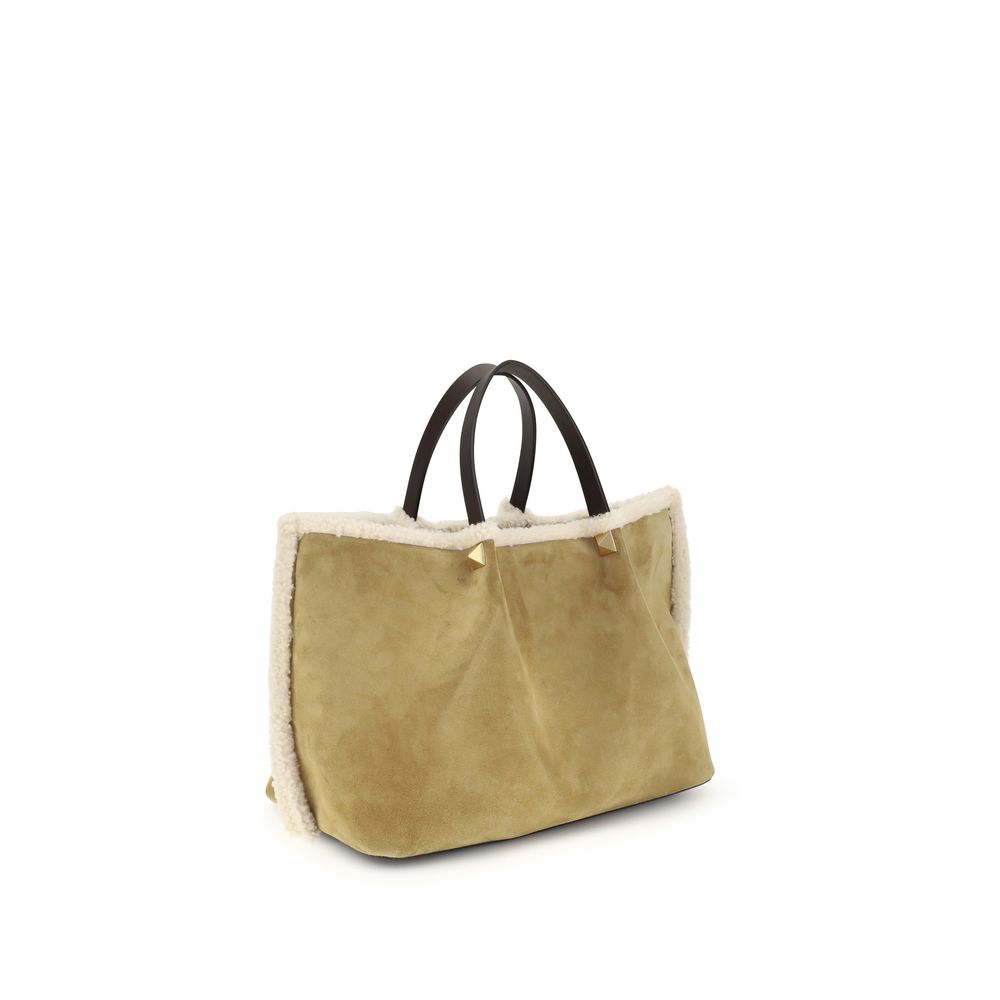 Valentino Garavani Beige Calf Leather Bos Taurus Shoulder Bag