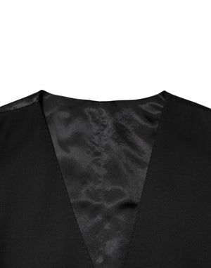 Dolce & Gabbana Black Polyester Dress Formal Waistcoat Vest