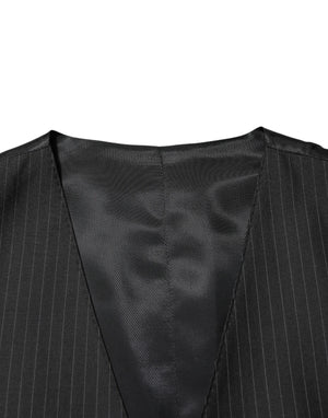 Dolce & Gabbana Black Wool Men Dress Formal Waistcoat Vest