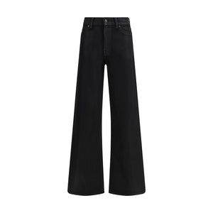 7FOR Black Cotton Flared Jeans