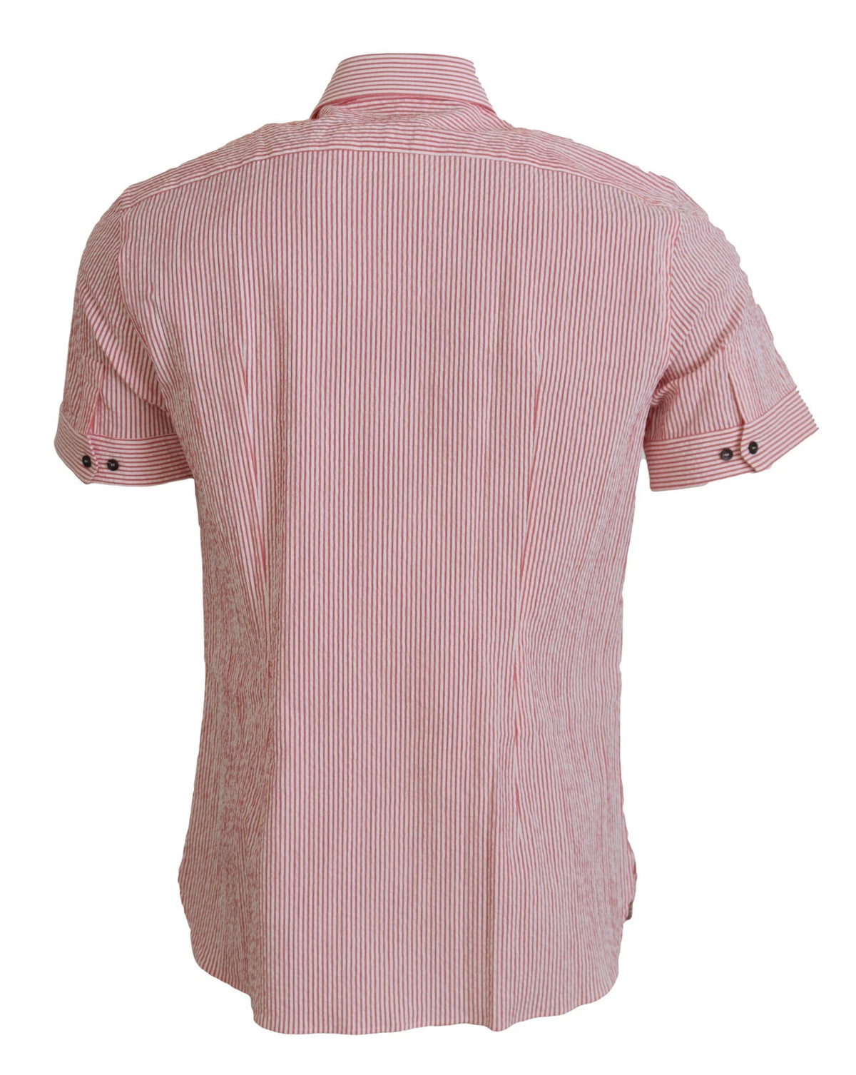 Dolce & Gabbana Red White Striped Cotton Short Sleeve Shirt