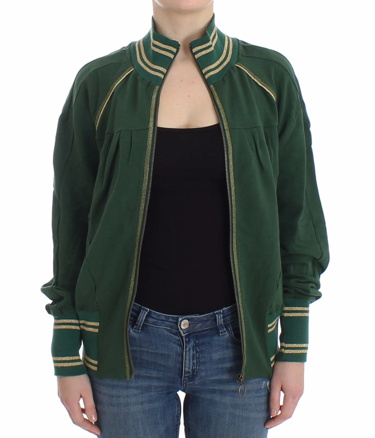 John Galliano Green Mock Zip Cardigan Sweatshirt Sweater Jacket