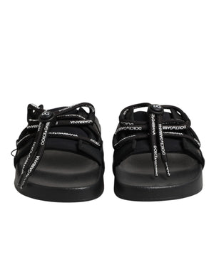 Dolce & Gabbana Black logo print Slides Beachwear Shoes