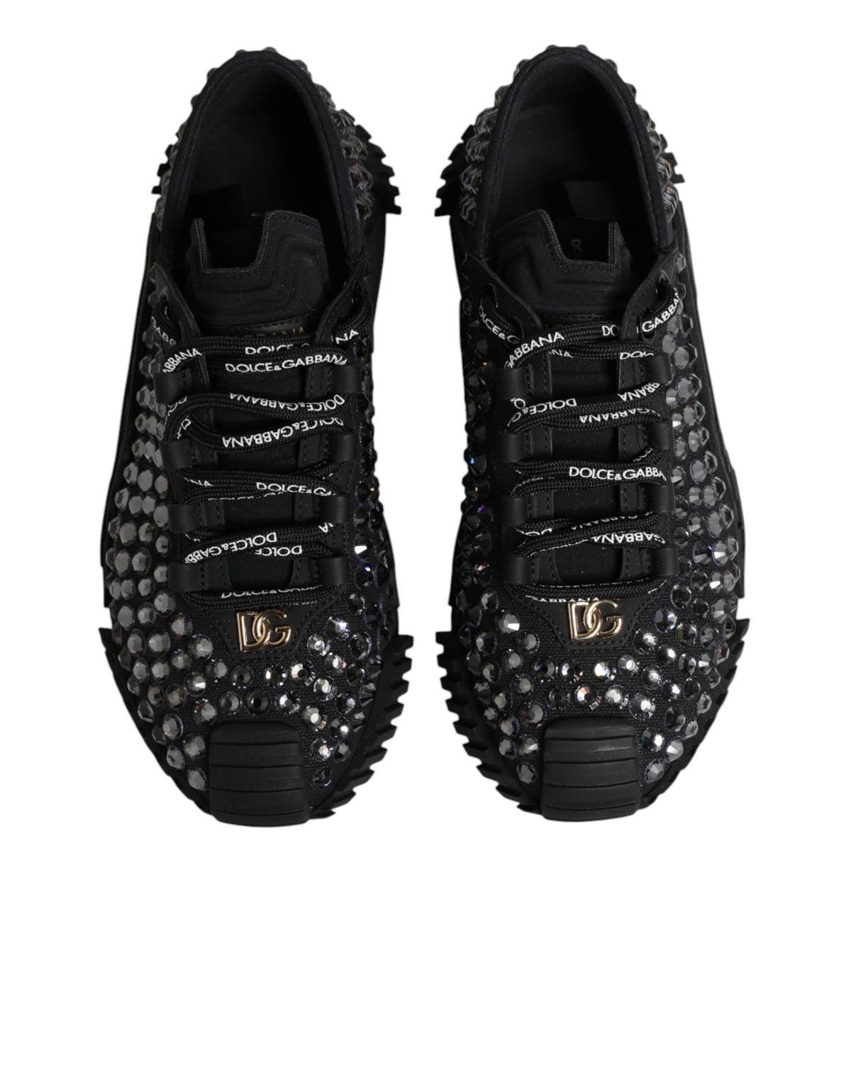 Dolce & Gabbana Shoes Black Embellished Low Top NS1 Sneakers Shoes