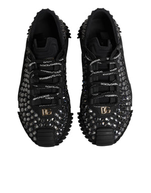 Dolce & Gabbana Shoes Black Embellished Low Top NS1 Sneakers Shoes