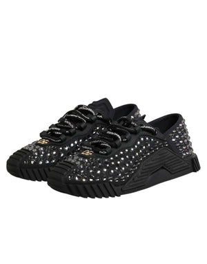 Dolce & Gabbana Shoes Black Embellished Low Top NS1 Sneakers Shoes