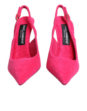 Dolce & Gabbana Pink Suede High Heels Slingback Shoes