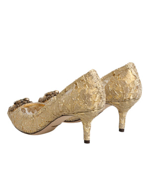 Dolce & Gabbana Gold Taormina Lace DEVOTION Pumps Shoes