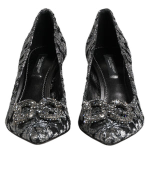 Dolce & Gabbana Silver Lace DG Amore Heels Pumps Shoes