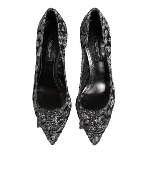 Dolce & Gabbana Silver Lace DG Amore Heels Pumps Shoes