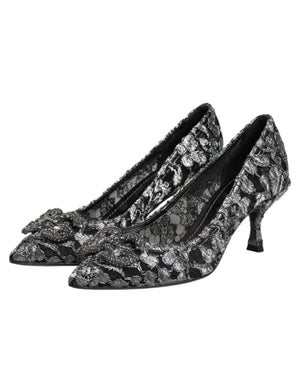 Dolce & Gabbana Silver Lace DG Amore Heels Pumps Shoes