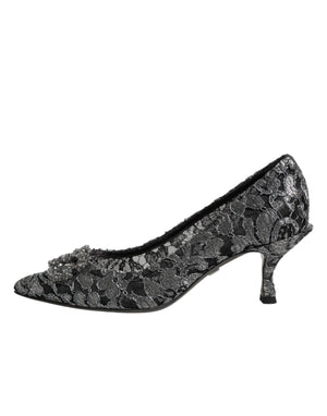 Dolce & Gabbana Silver Lace DG Amore Heels Pumps Shoes