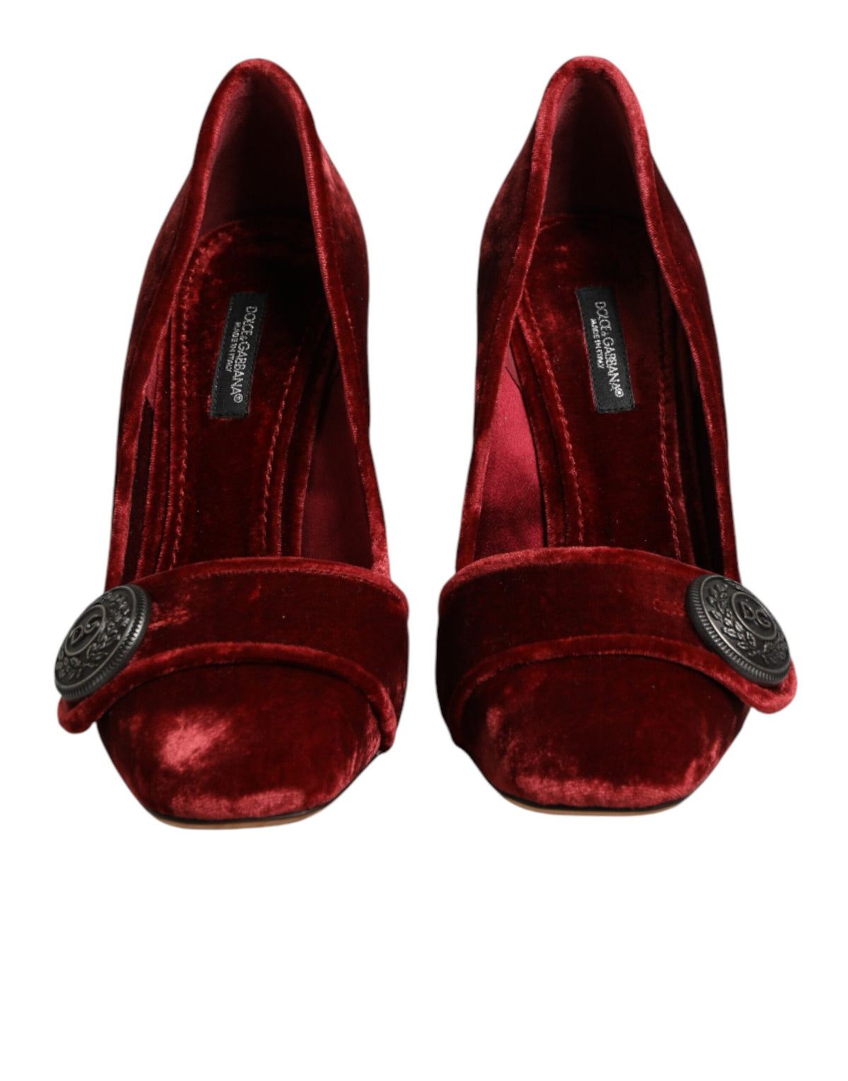 Dolce & Gabbana Red Velvet Embellished Heels Pumps  Shoes