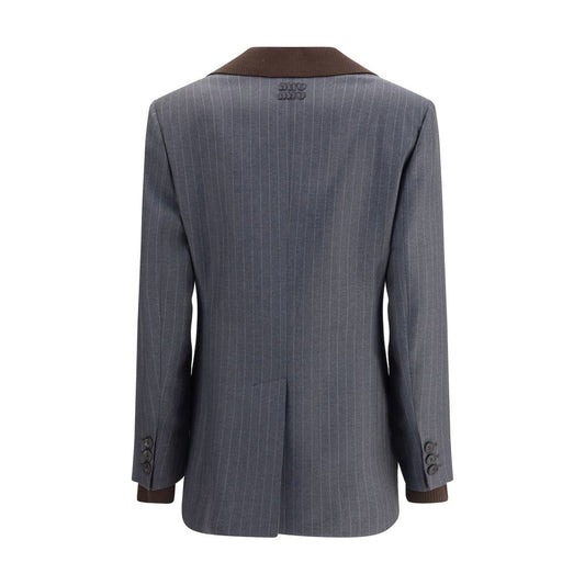 Miu Miu Gray Fleece Wool Blazer
