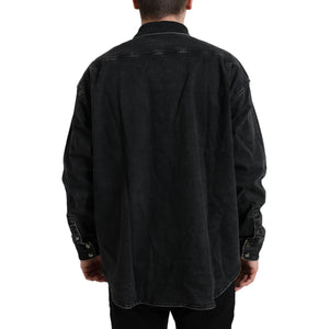 Dolce & Gabbana Black Cotton Long Sleeve Denim Casual Shirt