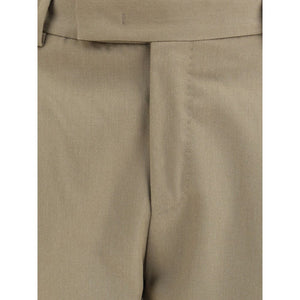 PT Torino Green Fleece Wool Dress Pants