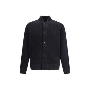 Laneus Black Merino Wool Bomber