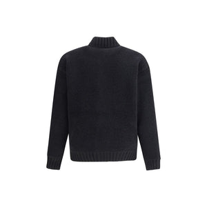 Laneus Black Merino Wool Bomber