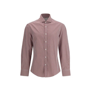 Brunello Cucinelli Red Cotton Pattern Shirt