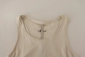 Max Mara Light Gray 100% Cotton Sleeveless Razor Back Tank Top