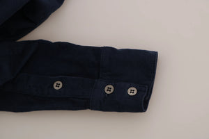 Acht Cotton Blue Corduroy Long Sleeves Shirt Top Blouse