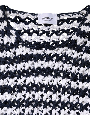 Dondup White Black Knitted Round Neck Sleeveless Tank Top