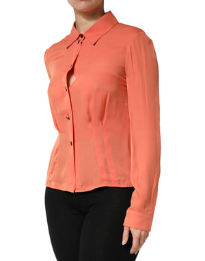 Emporio Armani Orange Collared Button Down Long Sleeves  Top