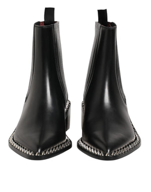 Dolce & Gabbana Black Studded Chelsea Short Ankle Boots Shoes