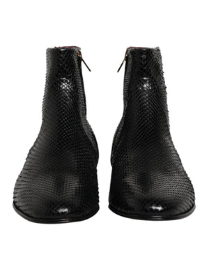 Dolce & Gabbana Black Leather Chelsea Short Ankle Boots  Shoes