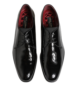 Dolce & Gabbana Black Calfskin Leather Derby Men Dress Shoes