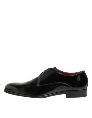 Dolce & Gabbana Black Calfskin Leather Derby Men Dress Shoes