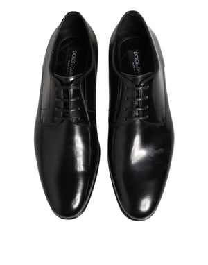 Dolce & Gabbana Black Calfskin Leather Derby Men Dress Shoes
