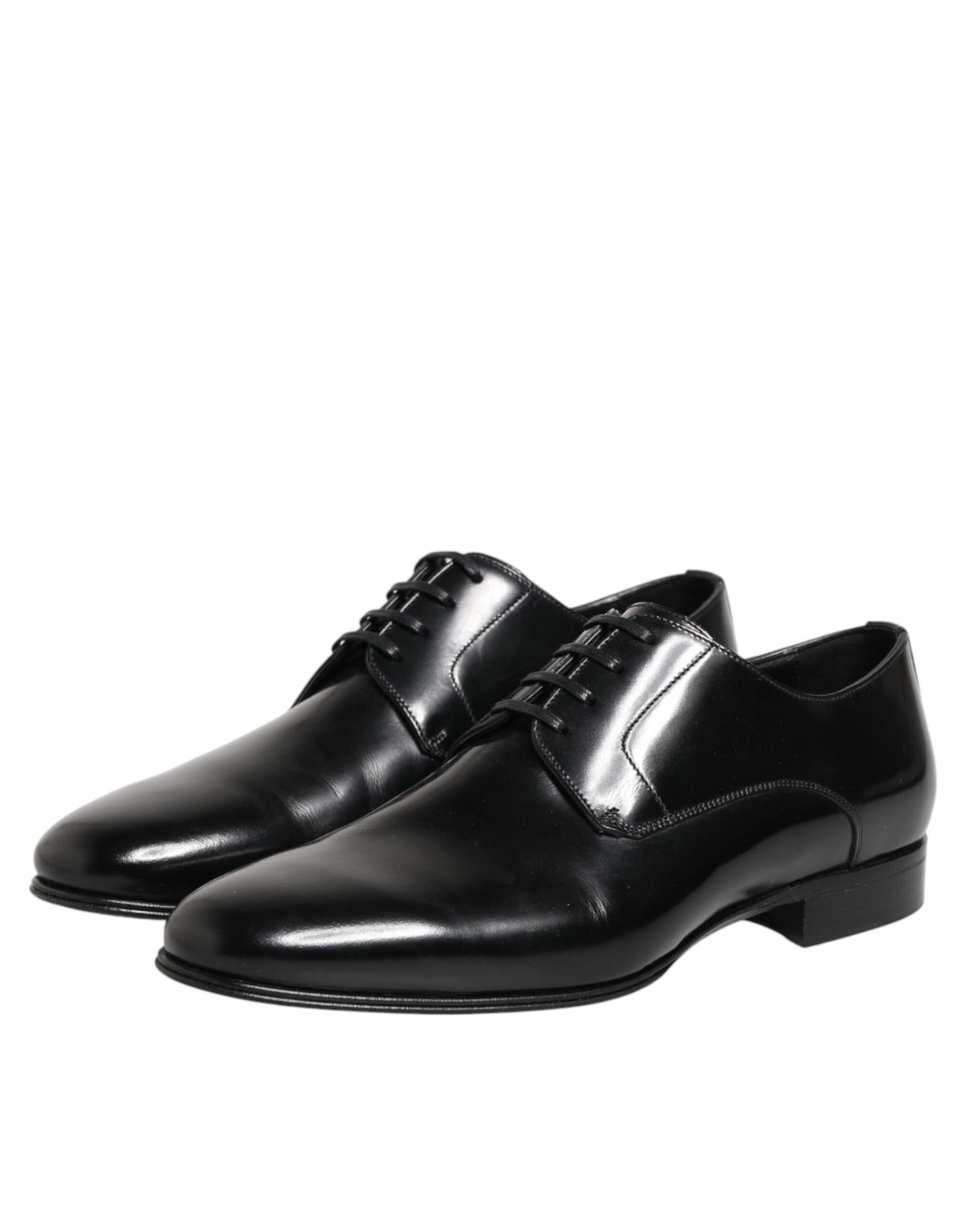 Dolce & Gabbana Black Calfskin Leather Derby Men Dress Shoes