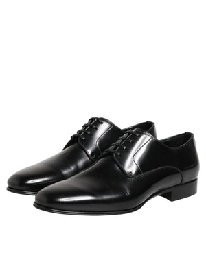 Dolce & Gabbana Black Calfskin Leather Derby Men Dress Shoes