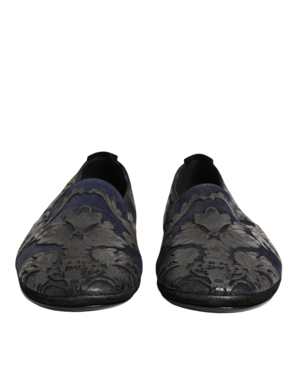 Dolce & Gabbana Black Jacquard Leather Slip On Loafers Shoes
