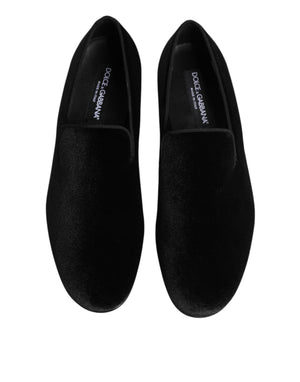 Dolce & Gabbana Black Leather Suede Slip On Loafers Dress Shoes