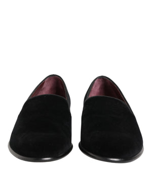 Dolce & Gabbana Black Leather Suede Slip On Loafer Dress Shoes