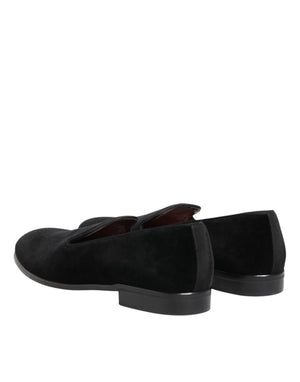 Dolce & Gabbana Black Leather Suede Slip On Loafer Dress Shoes