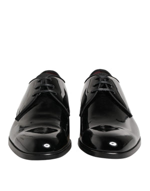 Dolce & Gabbana Black Calfskin Leather Derby Dress Shoes