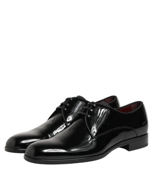Dolce & Gabbana Black Calfskin Leather Derby Dress Shoes