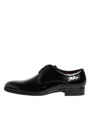 Dolce & Gabbana Black Calfskin Leather Derby Dress Shoes