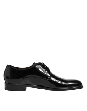 Dolce & Gabbana Black Calfskin Leather Derby Dress Shoes
