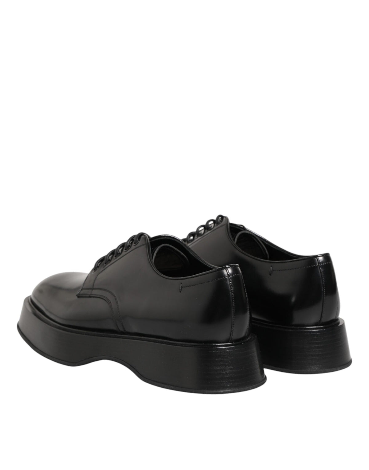 Dolce & Gabbana Black Calfskin Leather Men Derby Dress Shoes