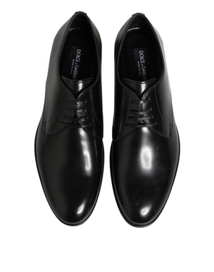 Dolce & Gabbana Black Calfskin Leather Derby Dress Shoes
