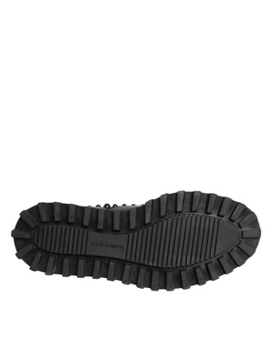 Dolce & Gabbana Black Leather Studded Men Formal Derby  Shoes