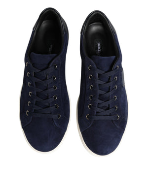 Dolce & Gabbana Blue Leather Suede Low Top Sneakers Shoes